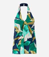 Blusa em Viscolinho com Estampa de Folhagem e Detalhe Transpassado - 1