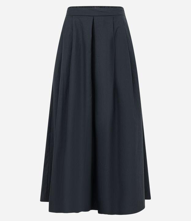 Saia Evasê Longa em Tricoline com Prega - 1