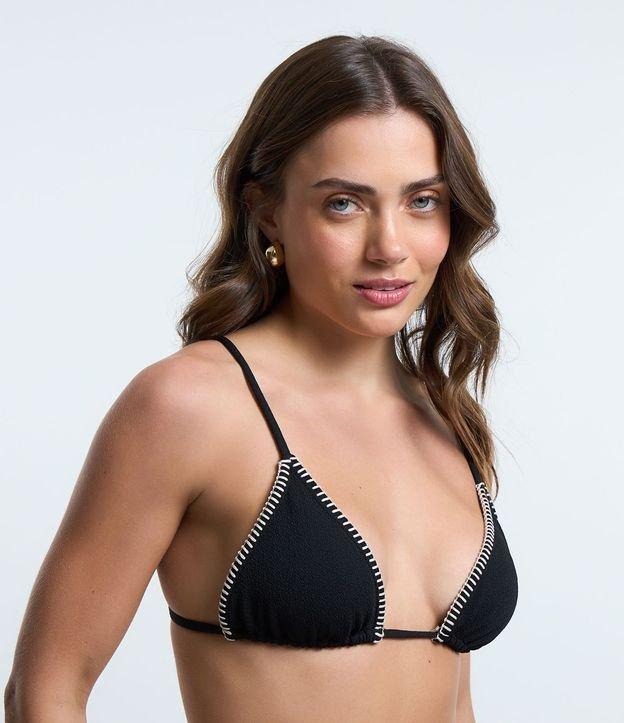 Biquíni Top Cortininha em Tecido Texturizado com Pespontos Contrastantes - 1