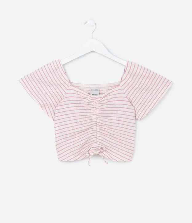 Blusa Cropped Infantil Texturizada com Ajuste - Tam 5 a 14 Anos - 1