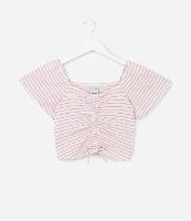 Blusa Cropped Infantil Texturizada com Ajuste - Tam 5 a 14 Anos - 1