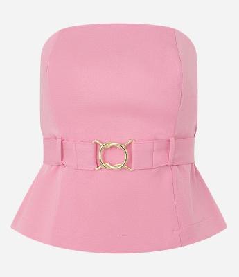 Blusa Tomara Que Caia em Crepe com Cinto Afivelado