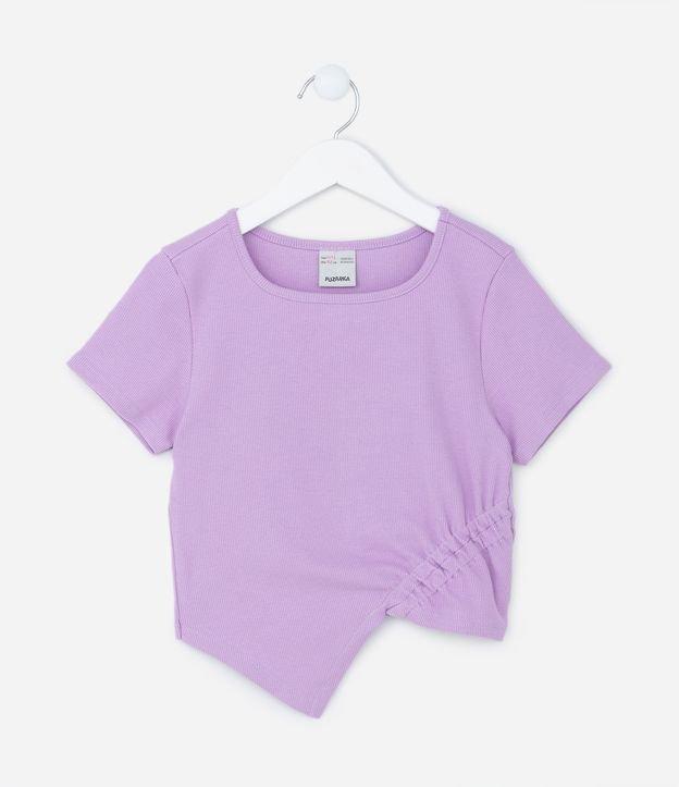 Blusa Baby Look Infantil Canelada com Barra Assimétrica - Tam 7 a 14 Anos - 1