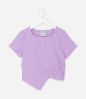 Blusa Baby Look Infantil Canelada com Barra Assimétrica - Tam 7 a 14 Anos - 1