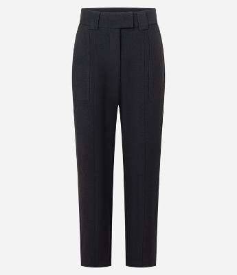 Calça Cenoura Alfaiatada Cintura Alta com Recorte Pespontado