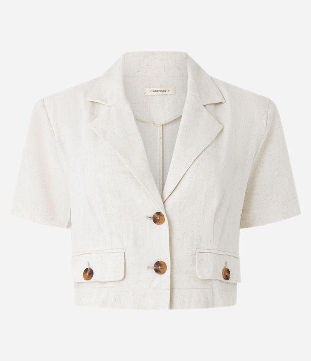 Camisa Cropped em Viscolinho com Lapelas com Botões - 1
