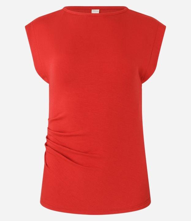 Blusa Sem Manga em Algodão com Decote Canoa e Franzidos - 1