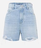 Short em Jeans com Barra Cortada com Rasgos - 1