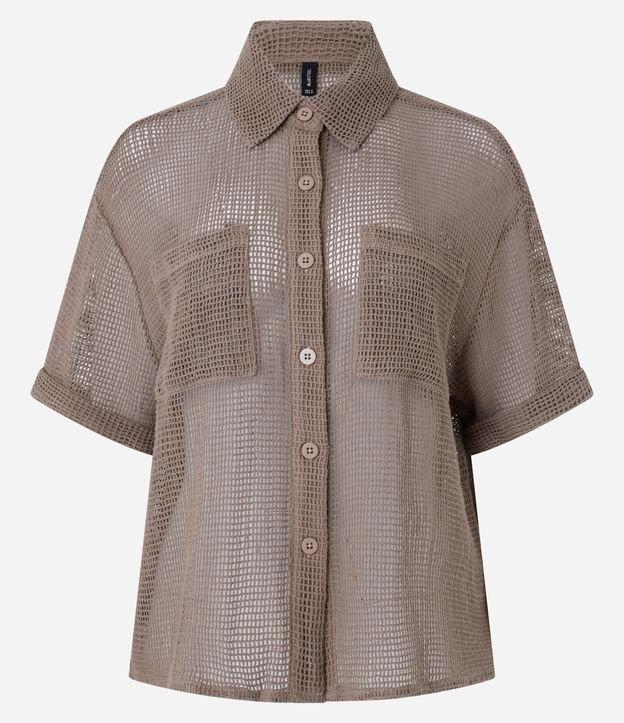 Camisa em Viscose com Textura com Bolso Frontal - 1