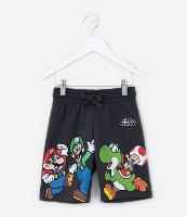 Bermuda Infantil em Moletom com Estampa Super Mario - Tam 3 a 10 Anos - 1