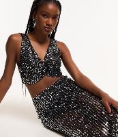 Blusa sem Manga em Paetê Metalizado com Franzidinho no Decote - 1