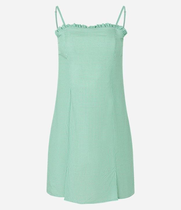 Vestido Curto em Viscose Xadrez Vichy e Babadinho no Busto - 1