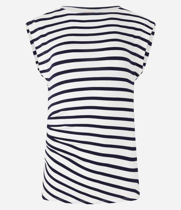 Blusa Sem Manga em Algodão Listrado com Franzido - 1
