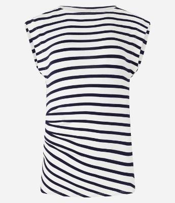 Blusa Sem Manga em Algodão Listrado com Franzido