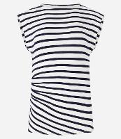 Blusa Sem Manga em Algodão Listrado com Franzido - 1