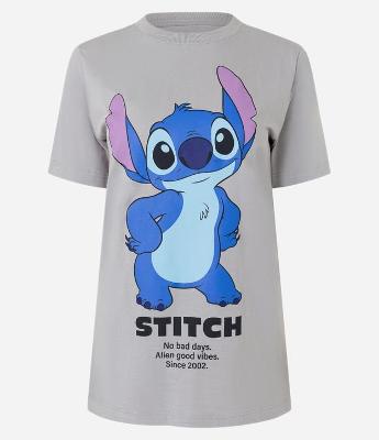 Camiseta Alongada em Algodão com Estampa Stitch no Bad Days