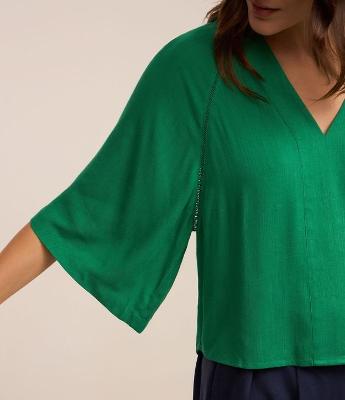 Blusa Manga Ampla em Viscolinho Texturizado