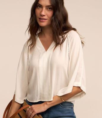 Blusa Manga Ampla em Viscolinho Texturizado