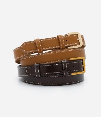 Kit 02 Cintos em Pu com Fivelas Diferenciadas