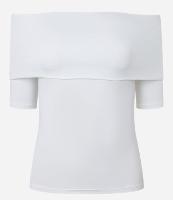 Blusa Manga 3/4 com Dobra e Decote Ombro a Ombro - 1