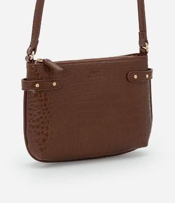 Bolsa Transversal em Pu com Textura Croco