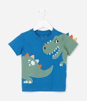 Camiseta Infantil Estampa Dino com Cristas na Manga - Tam 1 a 5 Anos - 1
