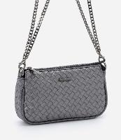 Bolsa Transversal Pequena com Textura Tressê e Alças em Corrente - 1