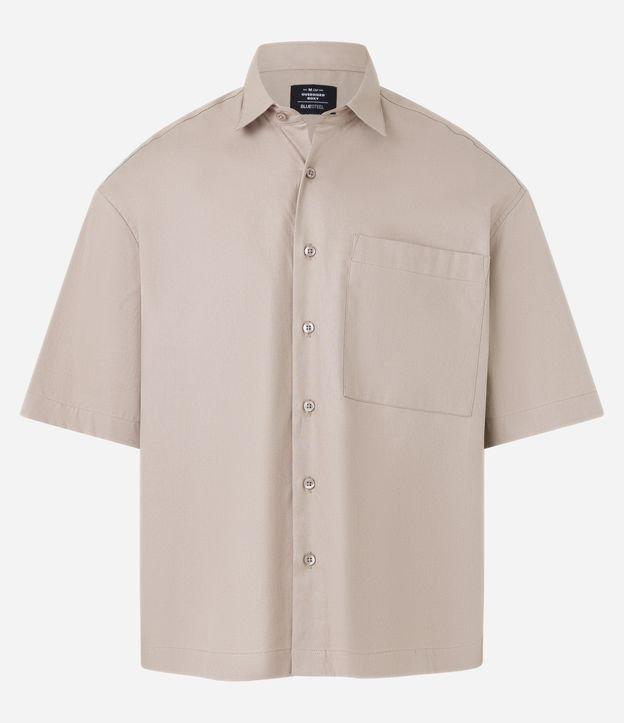 Camisa Overboxy em Sarja com Bolso - 1