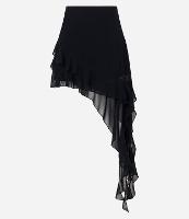 Saia Curta em Chiffon com Babados e Ponta Alongada - 1