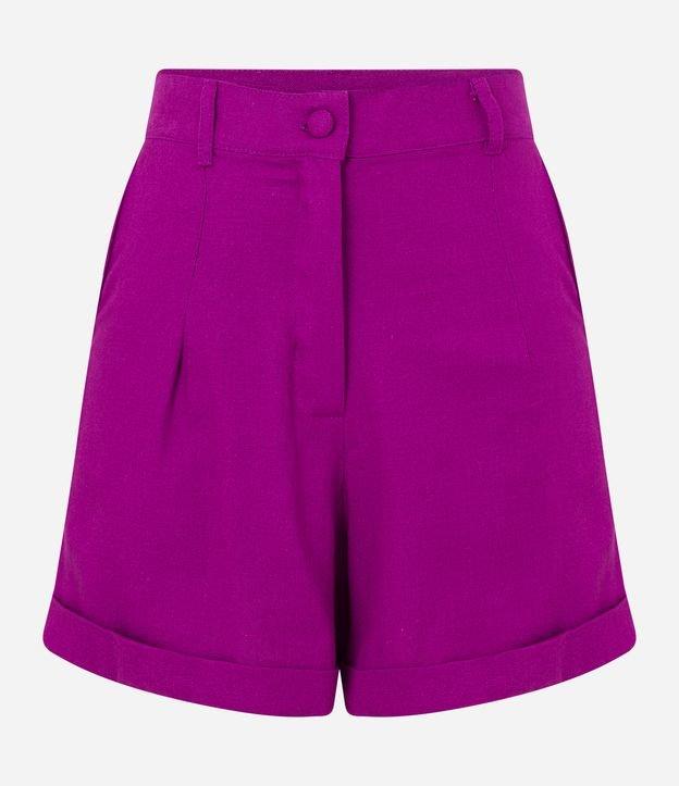 Short Curto em Viscolinho com Barra Virada - 1