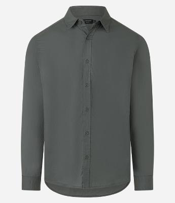 Camisa Regular em Sarja Fio Egípcio e Gola Colarinho