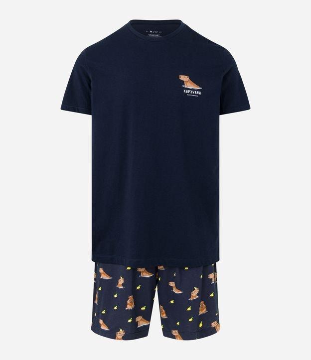 Pijama Curto em Algodão com Estampa de Capivara - 1