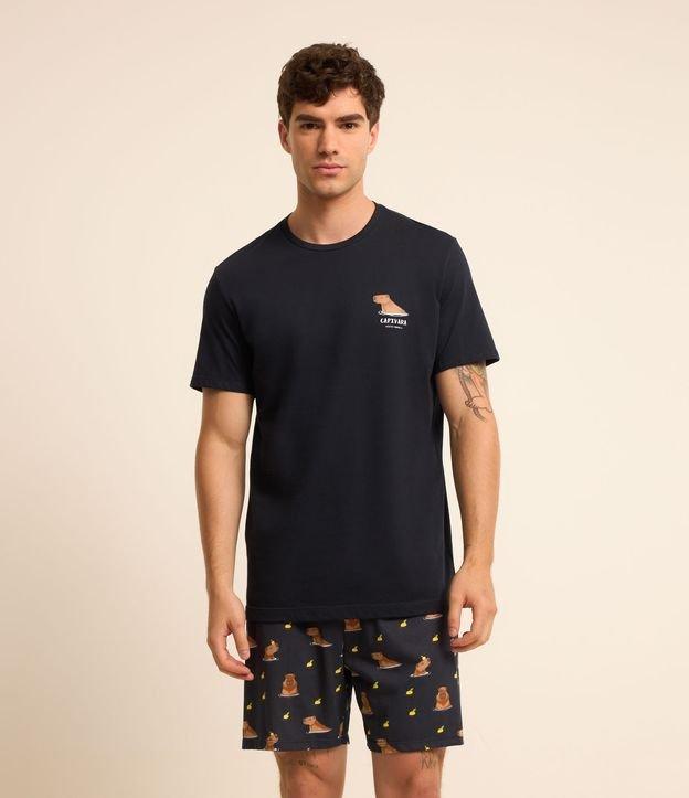 Pijama Curto em Algodão com Estampa de Capivara - 2