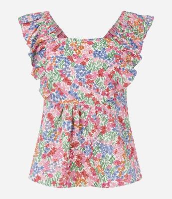 Blusa em Viscolinho com Babado e Estampa Floral Liberty