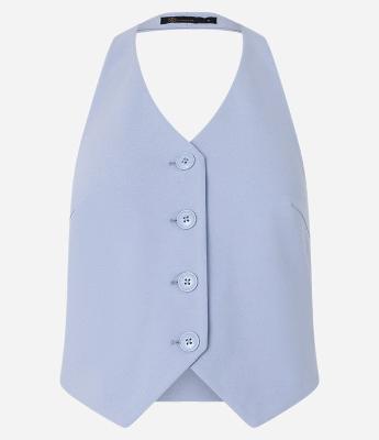 Colete Frente Única em Crepe com Abotoamento