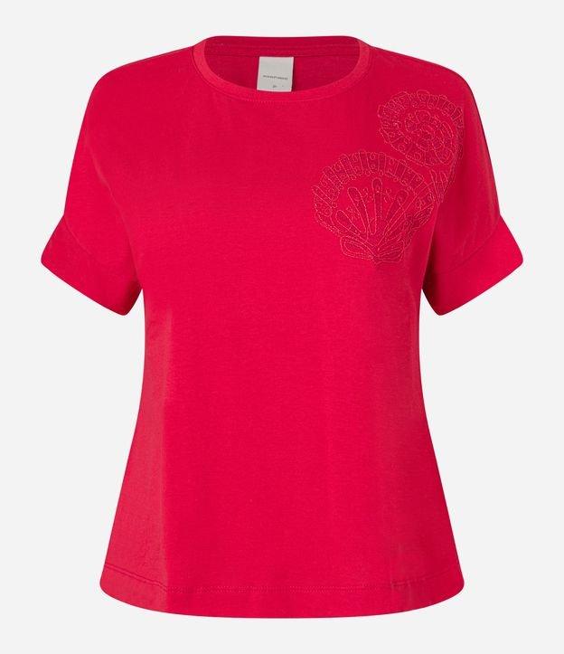 Blusa T-shirt em Algodão com Bordado de Conchas - 1
