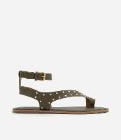 Sandália Rasteira em Pu com Dedeira e Aplicação de Tachas - 1