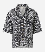 Camisa em Viscolinho com Estampa Geométrica com Botões Frontais - 1