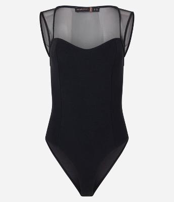 Body em Crepe com Detalhe em Tule e Decote Coração