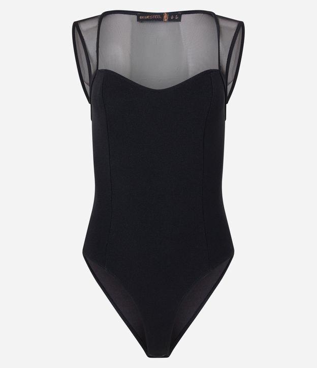 Body em Crepe com Detalhe em Tule e Decote Coração - 1