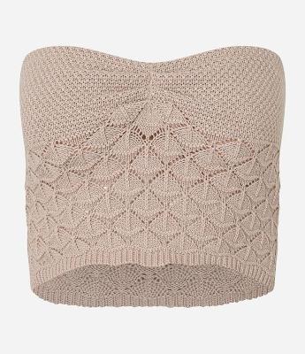 Blusa em Tricô Tomara que Caia e Franzido no Busto