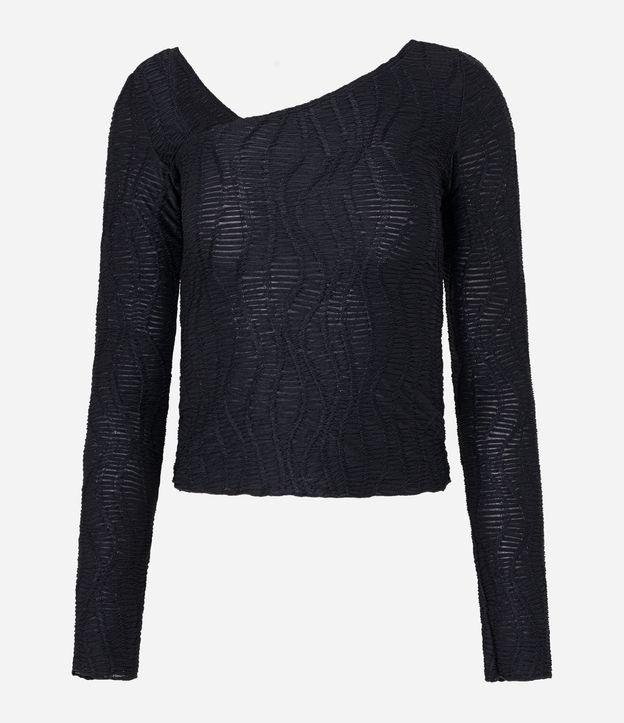 Blusa Texturizada com Decote Assimétrico - 1