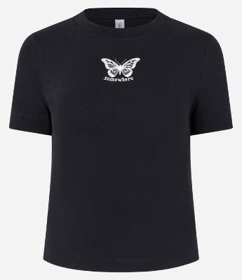 Blusa Baby Tee com Estampa Borboleta Somewher
