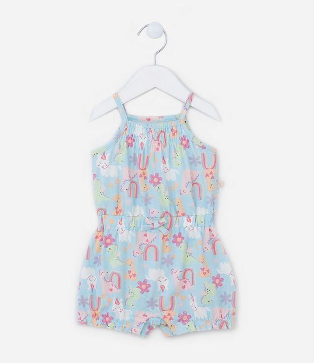 Macaquinho Infantil com Estampa Unicórnios e Arco-íris - Tam 0  a 18 meses - 1