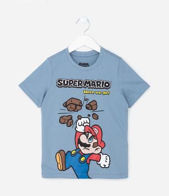 Camiseta Infantil com Estampa do Super Mario - Tam 3 a 10 Anos