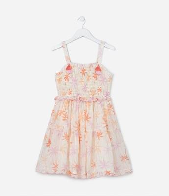 Vestido Infantil com Fio Metalizado e Lastex - Tam 5 a 14 Anos
