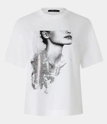 Camiseta em Algodão com Estampa Fotografia Mulher com Foil