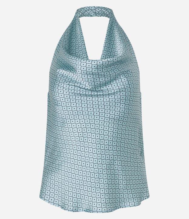 Blusa Frente Única Acetinada com Estampa Geométrica - 1