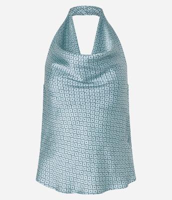 Blusa Frente Única Acetinada com Estampa Geométrica
