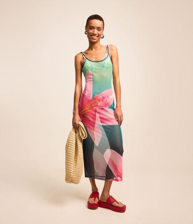 Saída de Praia Vestido Midi com Decote Costas e Estampa Floral - 2